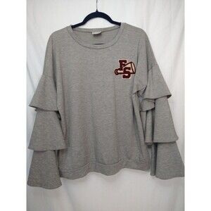 FSU Kickoff Couture Ruffle Sleeve Sz M Gray Florida State College Football Fan